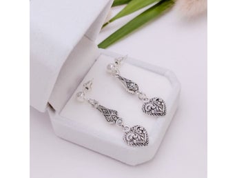 Örhängen studs stål hjärtan vackra bohemiska statement 45x13mm