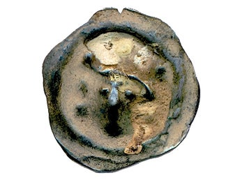 Valdemar Birgersson (1250–75) - Penning med framvänt krönt huvud