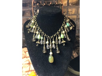 Extravagant halsband ”Rain” med agat & Bergskristall
