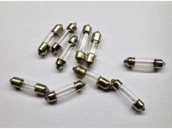 10 st. Glödlampa 12 Volt 3 Watt Billampa Rörlampa Lampa