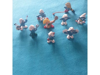 Smurf-figurer, 9 stycken Retro original från 70-talet