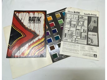 Batik Färg Form Fantasi AIWE 1971 32 sidor. Batik färgkarta Alcro. Handledning