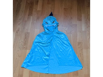 Blå mantel Babyshark, haj drakt, strl 110/116, Halloween