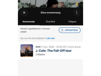 2 biljetter till J. Cole: The Fall-Off Tour, Avicii Arena 11 november 2026