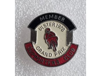 ULSTER GRAND PRIX UGP SUPPORTERS CLUB MEMBER 1978 MOTORCYCLE BADGE Märke