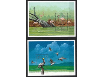 Antigua 1988 Fåglar övertryck Barbuda Mail 2v i 2 block