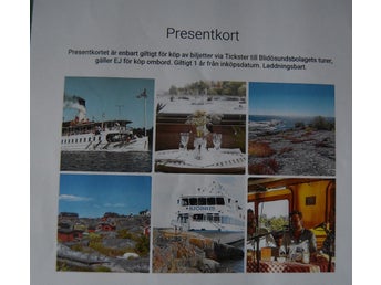 Presentkort BLIDÖSUNDSBOLAGET Båtturer, Tema Kvällar Mat & Musik -Värde 2000.