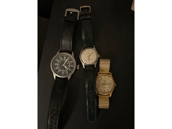 Tre mekaniska klockor (Tissot, Olma)