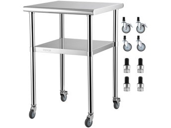 Stainless Steel Prep Table, 61 x 61 x 91 cm, 272 kg Load Capacity Heavy Duty