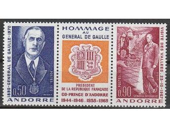 FRANSKA ANDORRA |1972, Charles de Gaulle 2v+tab