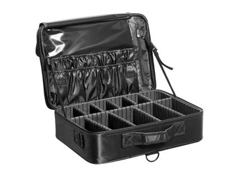 Makeup Train Case Large Storage 3 Tiers, Convenient Carry With Handle, Strap