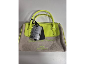 Glam Polo Couture Handväska i beige och neongul