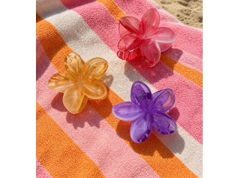 3 set multi colored flower hair clips