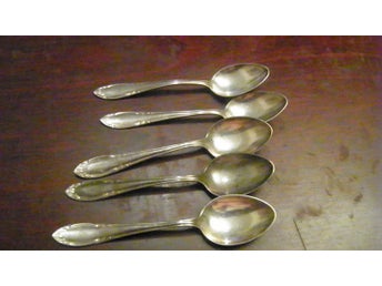 Kaffeskedar 5 st i silver för komplettering ca L 12 cm
