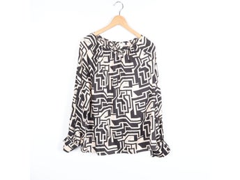 H&M Blus Richard Allan Svart Beige Dam Stl. 44
