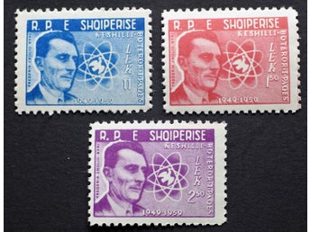 Albanien, 1959, Atom fysik, Joliot Curie MNH ** frimärken Albania Michel 575-577