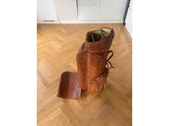 Vintage handgjord golfbag i vegetabiliskt garvat läder