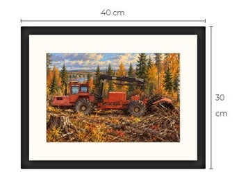 Volvo BM skogsmaskin traktor Art print tavla Limited Edition