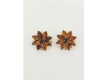 Earrings Vintage MONET justerbara clips örhängen- 1980s floral