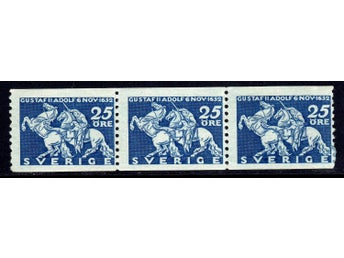 F.236, 25 öre Lützen **/*, de två vänstra märkena **