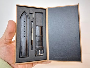 Klockarmband, 19 mm, svart, Äkta läder, Sprintverktyg ,4 Bandstift, armbandsur