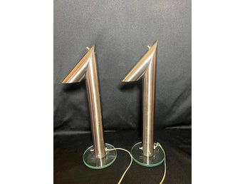 2 Markslöjd bordslampor retro krom glas 45,5 cm dimmer