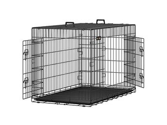 Hundkorg, Vikbar, 122 Cm Lång, 2 Dörrar, Xxl, Svart PPD48H