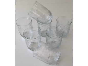 7 st Retro Dricksglas ”Fleur” Arcoroc France Större modellen Vintage