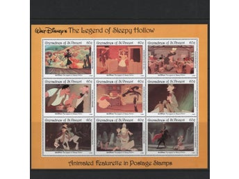 St Vincent Grenadinerna 1992 Disney Legenden om Sleepy Hollow 9v + 2v i 2 block