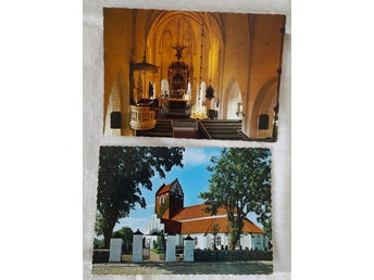 Båstad kyrka + Interiör. Ej pg. David Wesströms bokhandel, Båstad