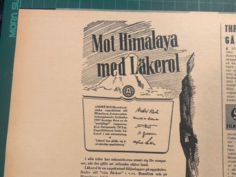 Retro-annons ”Mot Himalaya med Läkerol” från 1953