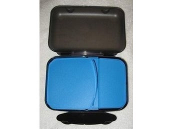 Tupperware Matlåda Lunchbox svart m turkosblå bricka Inplastad