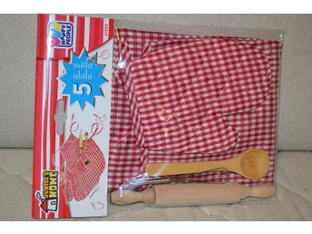 Bagarset 5 st Delar Kök Barn m. Kavel, Vispl, Slev, Förkläde Matlagning Ny