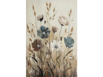 Vildblommor i neutrala toner - Tavla