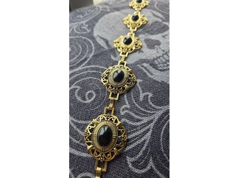 Bohemiskt midjesmycke skärp guldigt svart bohem gothic goth vintage