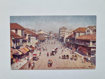 Vykort NATIVE QUARTER, NULL BAZAAR, BOMBAY.