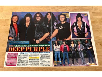 Deep Purple 1984 Metal Hårdrock reportage poster tidningen Okej 1980-tal