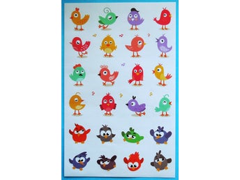 4 ARK STICKERS. FÅGLAR