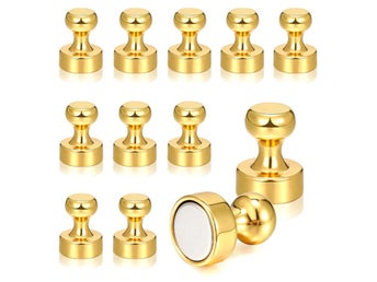 Kartnålsmagnet [Rund] - Guld - Kylskåpsmagnet - Neodym - 4 st