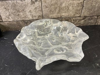 Skål Deco Frosted Glass Bowl with Shells and Fossi