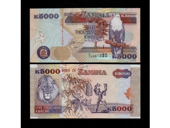 Zambia 5000 kwacha sedel 2001 ovikt/UNC P-41b Svår sedel!