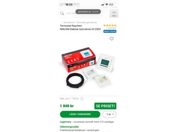 Raychem NRG-DM Elektrisk Golvvärme Termostat Vit 230V
