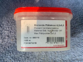 Borrande Plastskruv 4,2x9,5 mm, 1/3 kvar i förpackning