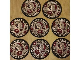 8 st Tygmärken - Make Art Not War