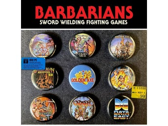 9 st Golden Axe + Barbarians pins (25 mm) * gratis porto * C64 *
