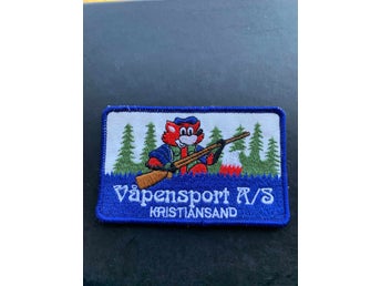 äldre Tygmärke Våpensport Kristiansand Vapen jaktgevär Pistol skytte jakt gevär