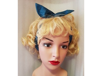 Hårband mörkblå satin Rockabilly Pinup Dita