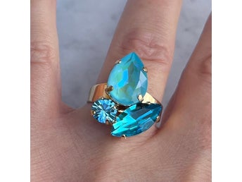 Mixed Sized Ring, Smycken, kristall, egen design.