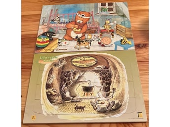 2 retro barn pussel med Lilla syster Kanin och Bamse