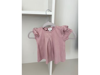 LIVLY rosa topp Stl 80/86 Volangärmar T-shirt baby tröja flicka kortärmad